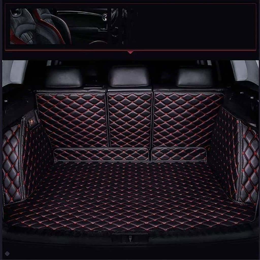 XENITE Kofferraumwanne Für Ford Edge 2015-2021 2022 2023 (5 Seats), Leder Kofferraummatten Schutzpolster wasserdicht, rutschfest, leicht zu reinigen, Autoteile,Black-Red von XENITE