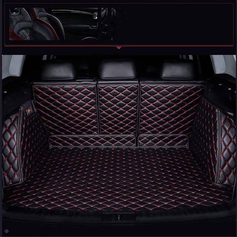 XENITE Kofferraumwanne Für Ford Edge 2015-2021 2022 2023 (5 Seats), Leder Kofferraummatten Schutzpolster wasserdicht, rutschfest, leicht zu reinigen, Autoteile,Black-Red von XENITE