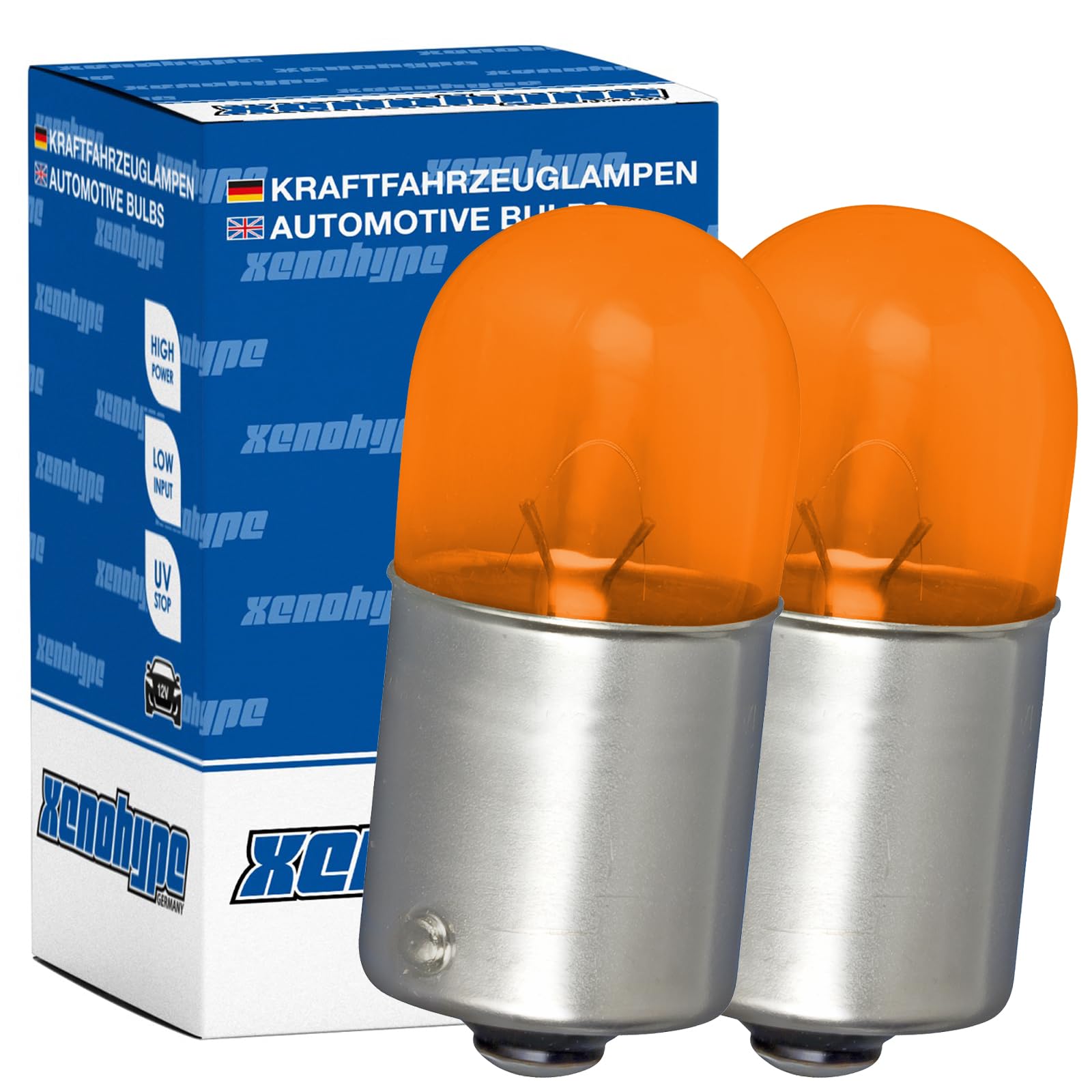 XENOHYPE 2er Set Orange Blinker- Signal Lampe 10 Watt RY10W BAU15s 12V von XENOHYPE