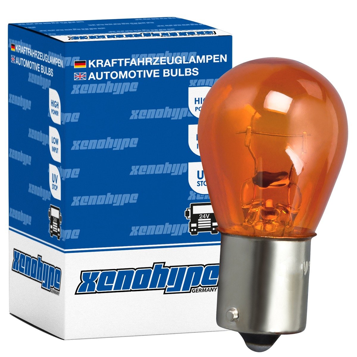 XENOHYPE 4x PY21W Premium BAU15s 24 V 21 Watt LKW Kugellampe Blinkerlampe von XENOHYPE