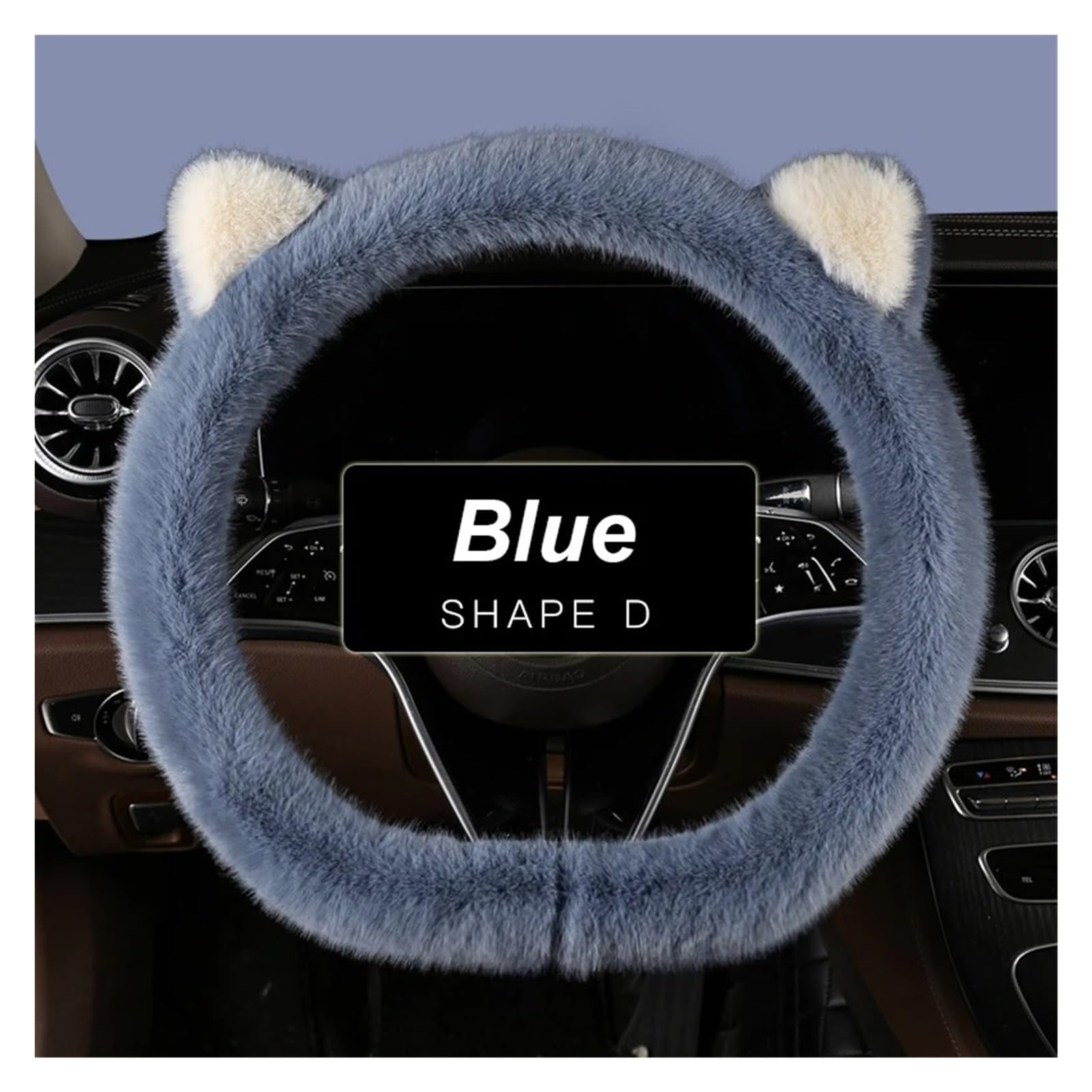 Auto Lenkradbezug Für Auto-Lenkradbezug Universell rutschfest Katzenohren Winter-Plüsch Warm Lenkradschutzhülle 38 cm Niedliche Rosa Form Außendurchmesser Auto Lenkradabdeckung(Shape D Blue) von XEXJHQQ