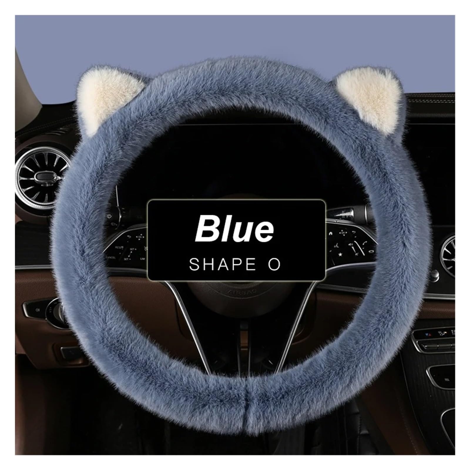 Auto Lenkradbezug Für Auto-Lenkradbezug Universell rutschfest Katzenohren Winter-Plüsch Warm Lenkradschutzhülle 38 cm Niedliche Rosa Form Außendurchmesser Auto Lenkradabdeckung(Shape O Blue) von XEXJHQQ