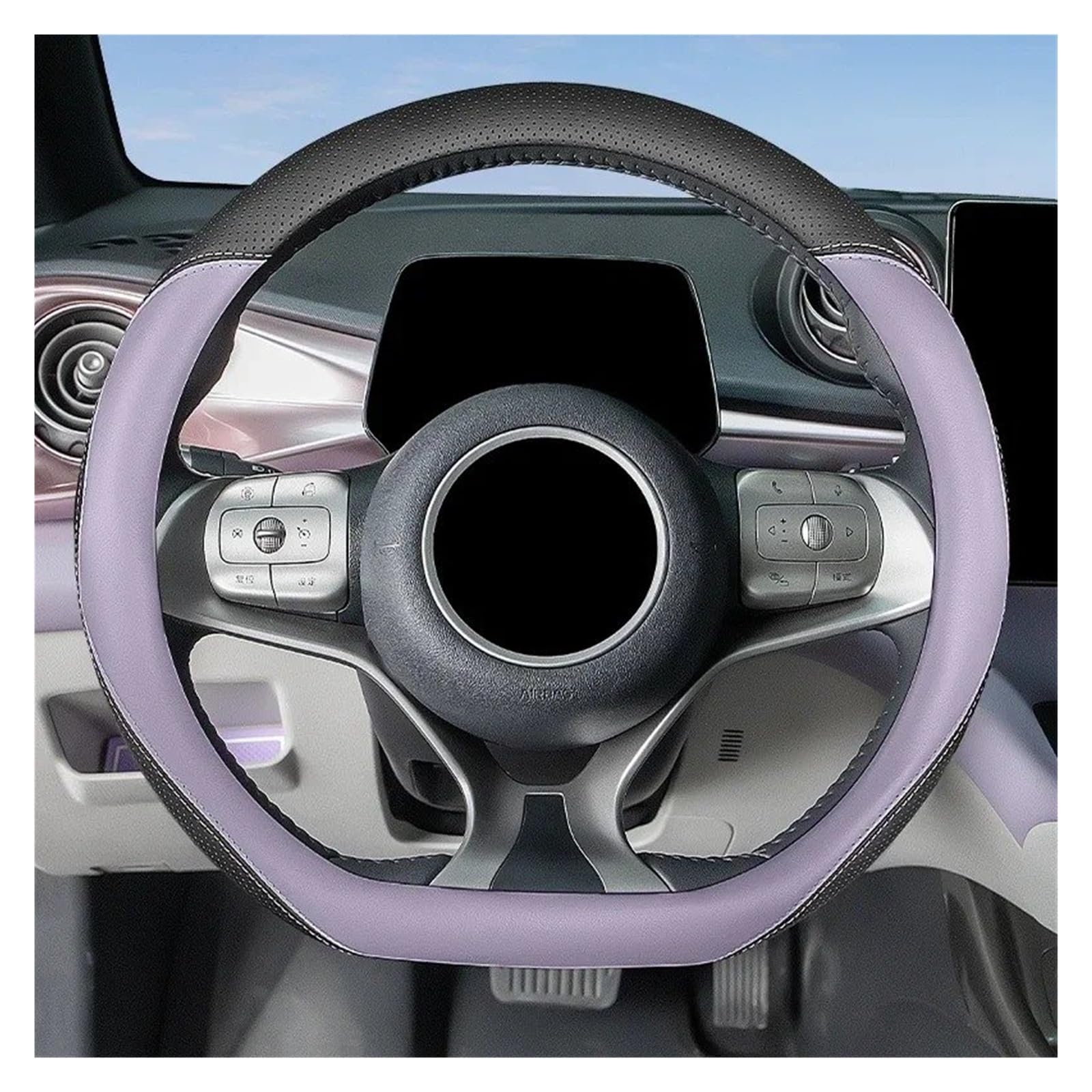 Auto Lenkradbezug Für BYD Für Dolphin Für Seagull Für Dichtung Für Qin Für Song Für Han Lenkrad Abdeckung Griff Nicht-Slip 38 cm Typ D Anti-schweiß Auto Lenkradabdeckung(Purple) von XEXJHQQ