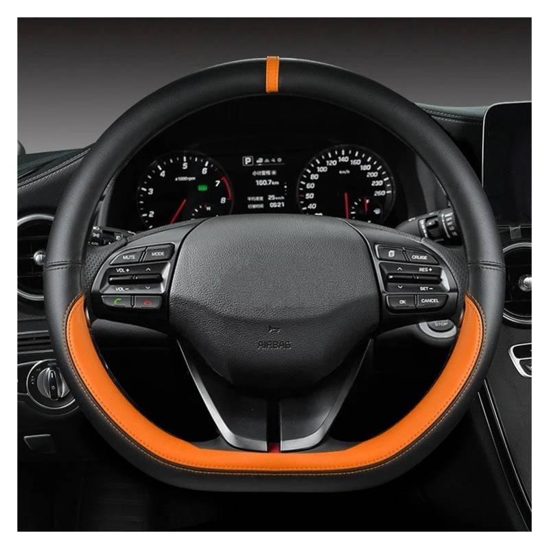 Auto Lenkradbezug Für Hyundai Für I30 Für Creta Für Tucson Für Ix35 Für Elantra Für Santa Fe Für Kona Für I40 Auto Lenkrad Abdeckungen 38 cm Auto Lenkradabdeckung(Orage D Shape) von XEXJHQQ