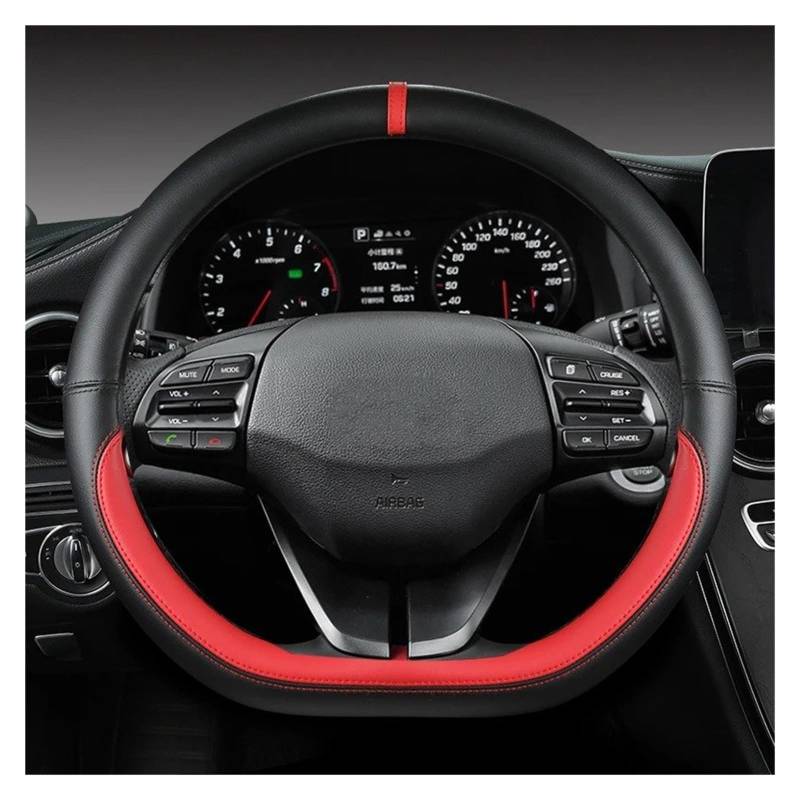 Auto Lenkradbezug Für Hyundai Für I30 Für Creta Für Tucson Für Ix35 Für Elantra Für Santa Fe Für Kona Für I40 Auto Lenkrad Abdeckungen 38 cm Auto Lenkradabdeckung(RED D Shape) von XEXJHQQ