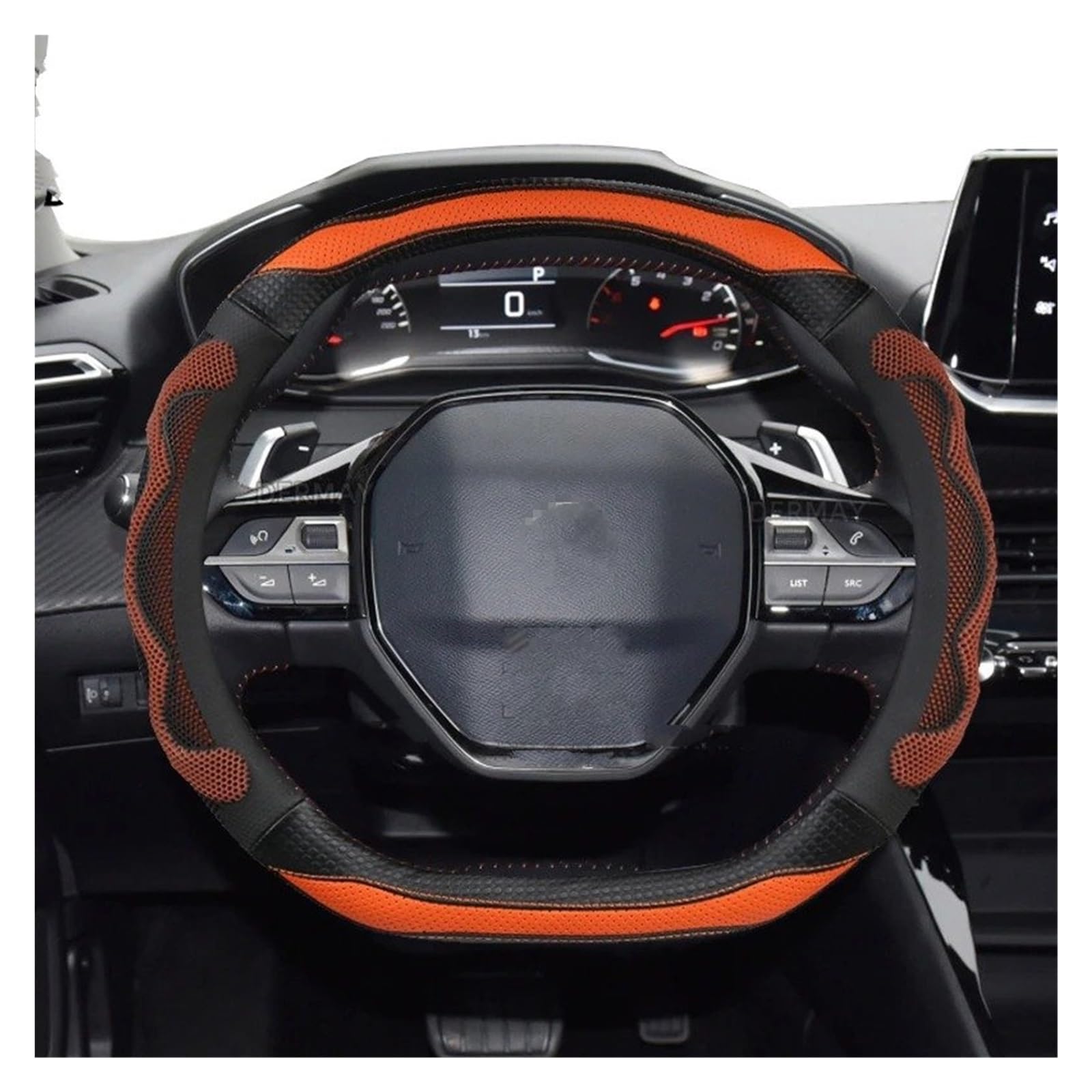 Auto Lenkradbezug Für Peugeot 3008 4008 5008 Auto Lenkrad Abdeckung Carbon Nicht-Slip Auto Zubehör Innen Coche Auto Lenkradabdeckung(Orange) von XEXJHQQ