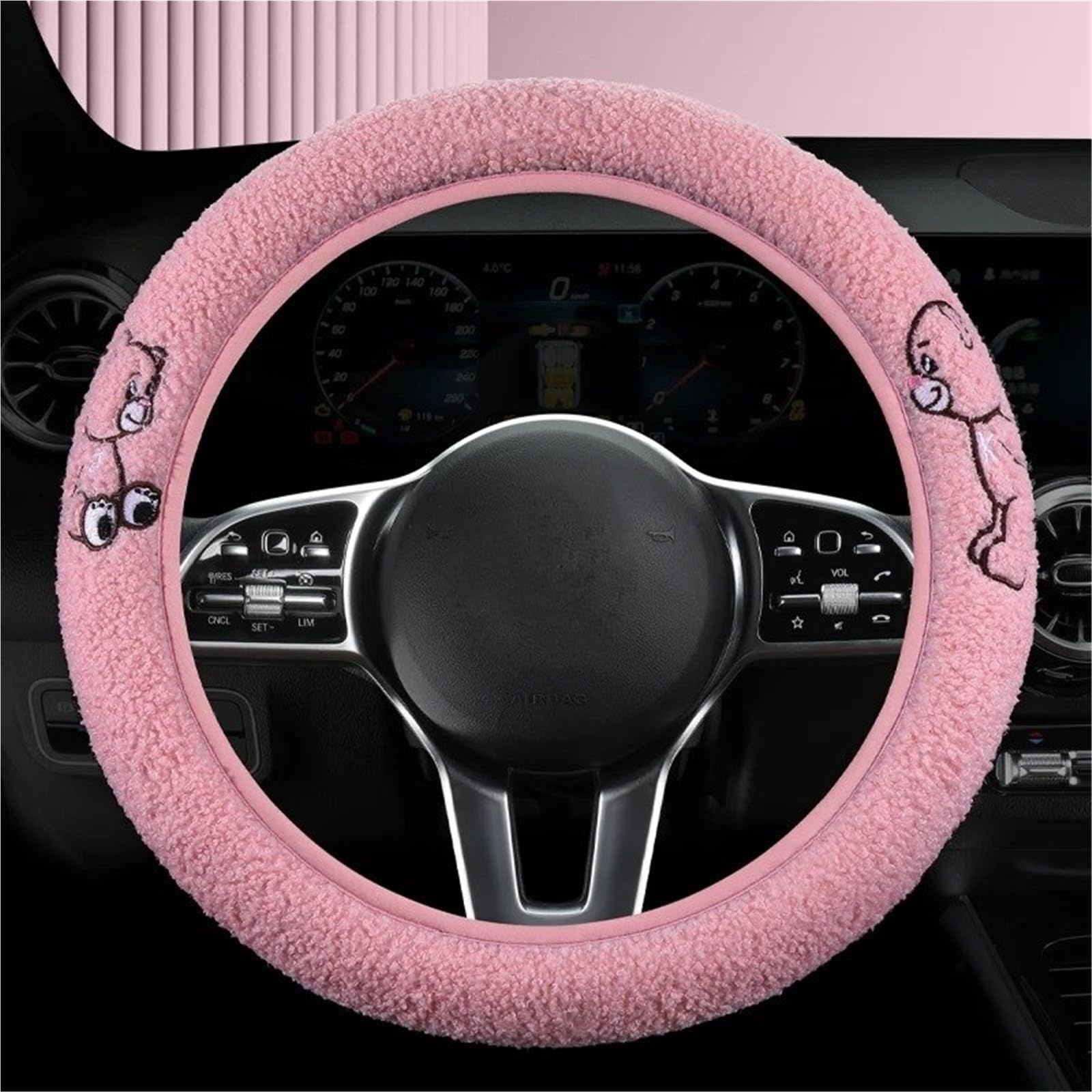 Auto Lenkradbezug Winterwolle Auto-Lenkradbezug Ohne Innenring Allgemeiner Auto-Griffbezug Warm rutschfest Auto Lenkradabdeckung(Pink) von XEXJHQQ