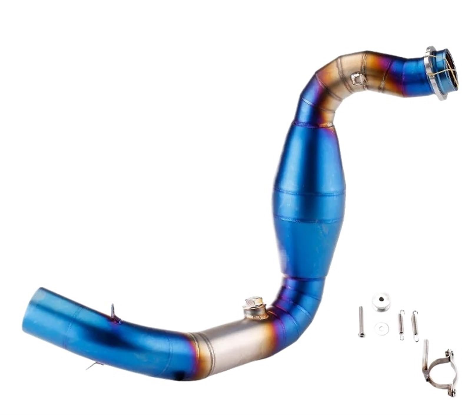 Für G310R Für G310GS 2017-2019 2020 2021 Motorradauspuff Flucht Vollsystem Fit 51mm Schalldämpfer Mittelverbindungsrohr Motorrad Auspuff Mittelrohr Pipe Exhaust(Stainless Steel-Blue) von XEXJHQQ