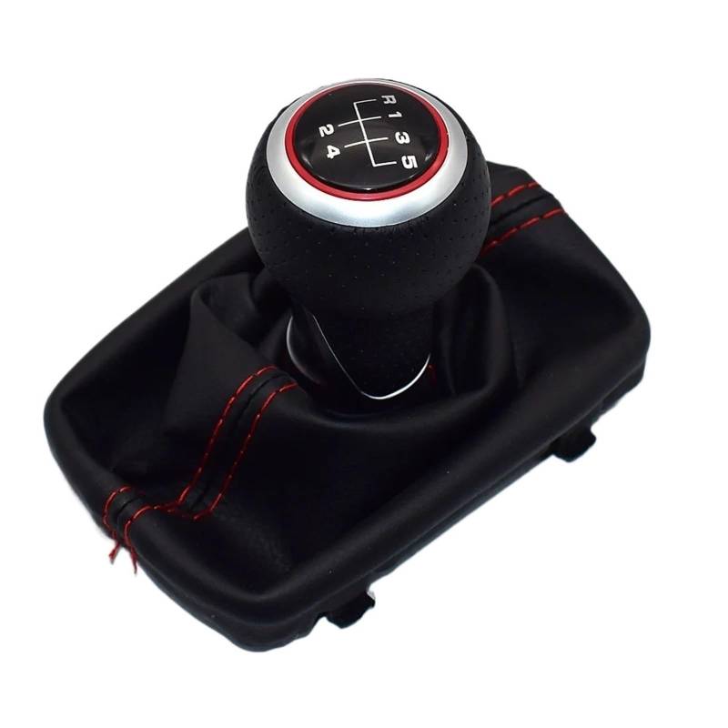 Schaltknauf Kappe Für A3/S3 8L 2001 2002 2003 6-Gang 5-Gang Schalthebel Schaltknauf Gamasche Gaitor Boot Cover Schaltknaufkopf Automatik(5 Speed-Red 02) von XEXJHQQ