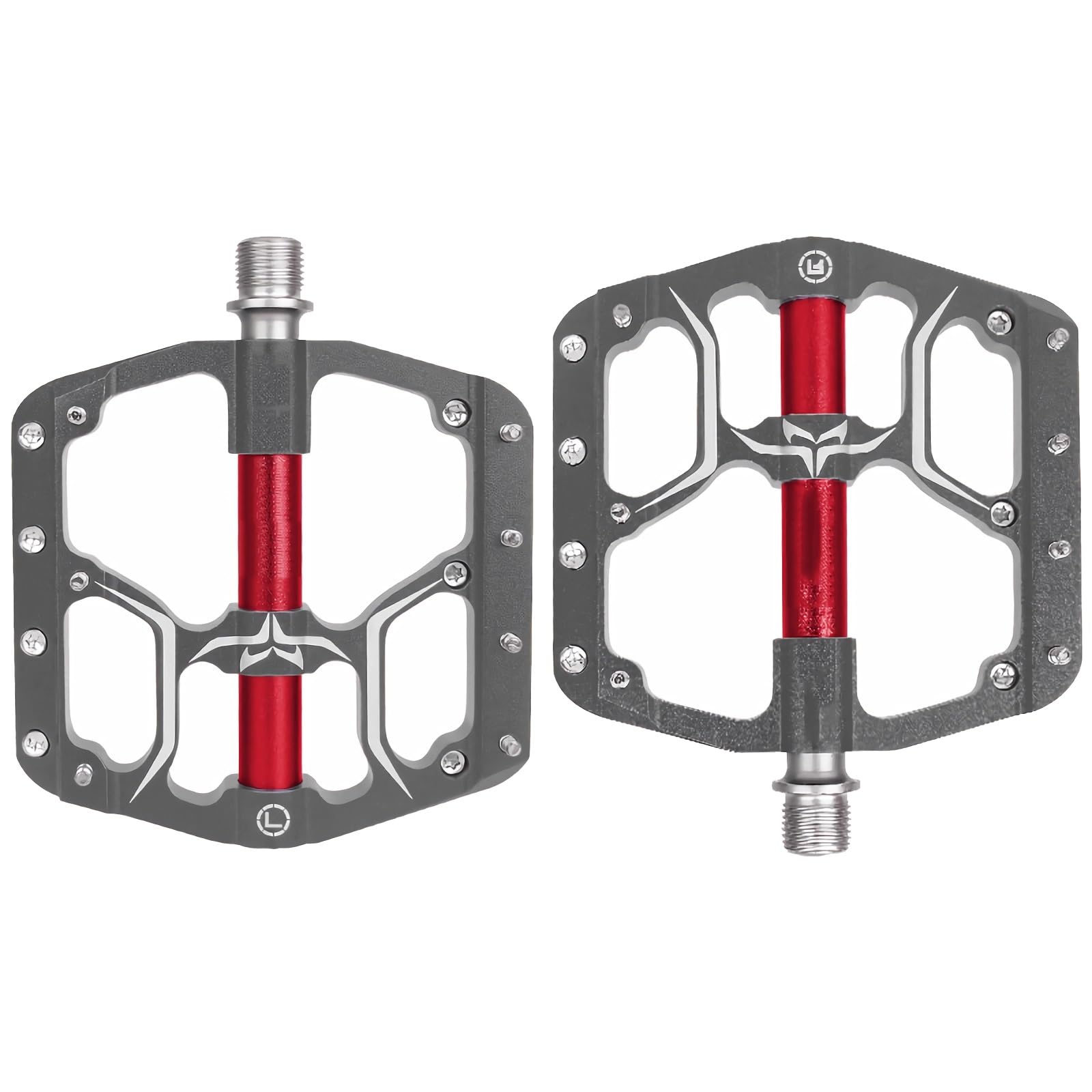 XFLHXY Mountainbike-Pedale, 3 Lager, 9/16 Zoll, Fahrradpedale aus Aluminiumlegierung, CNC-gefräste Flache Pedale Mit Abnehmbaren Anti-Rutsch-Nägeln, für Mountainbikes, Rennradpedale(Gray) von XFLHXY