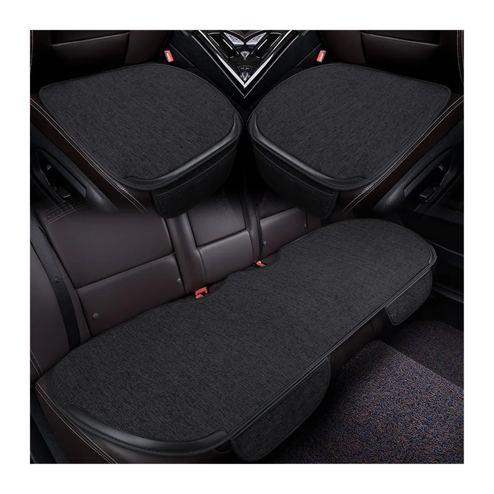 XFYESL Auto Sitzbezug Autositzbezug vorne hinten, komplettes Set, wählen Sie Autositzkissen, Leinenstoff, Sitzpolsterschutz, Auto-Innenausstattung Autositzschoner(3pcs Black) von XFYESL