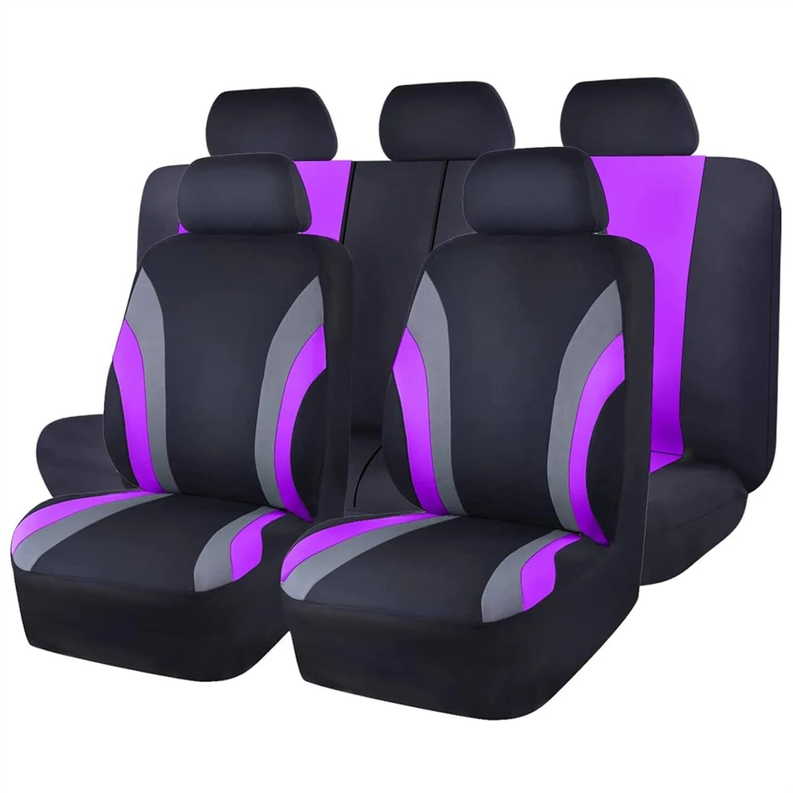 XFYESL Auto Sitzbezug Komplettset mit Autositzbezügen aus Polyestergewebe im Sportstil, Autositzschutz, universell passend für die meisten Autos/SUVs Autositzschoner(AE-2008-PURPLE) von XFYESL