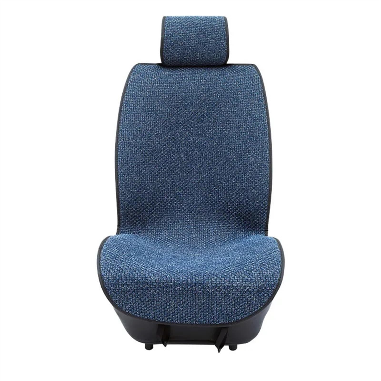 XFYESL Auto Sitzbezug Leinen-Autositzbezug mit Rückenbezug, schweißfestes Sommer-Sitzkissen, atmungsaktives Stuhlpolster für SUV, Limousine, LKW, Pick-Up Autositzschoner(1PC Front Blue) von XFYESL