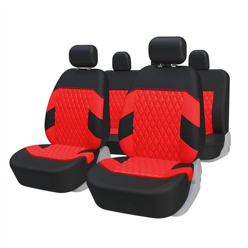 XFYESL Auto Sitzbezug Universal Autositzbezüge Polyestergewebe Schutz Airbag Kompatibel 3 Reißverschluss Autositzschoner(Full Set Red) von XFYESL