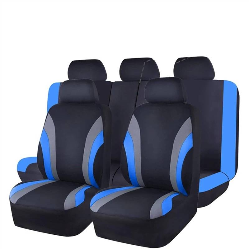 XFYESL Auto Sitzbezug Universelle Autositzbezüge, komplettes Set, atmungsaktive Stoffsitzbezüge fürs Auto, passend für die meisten Auto-SUV-Innenausstattungen Autositzschoner(Blue 5 Seat) von XFYESL