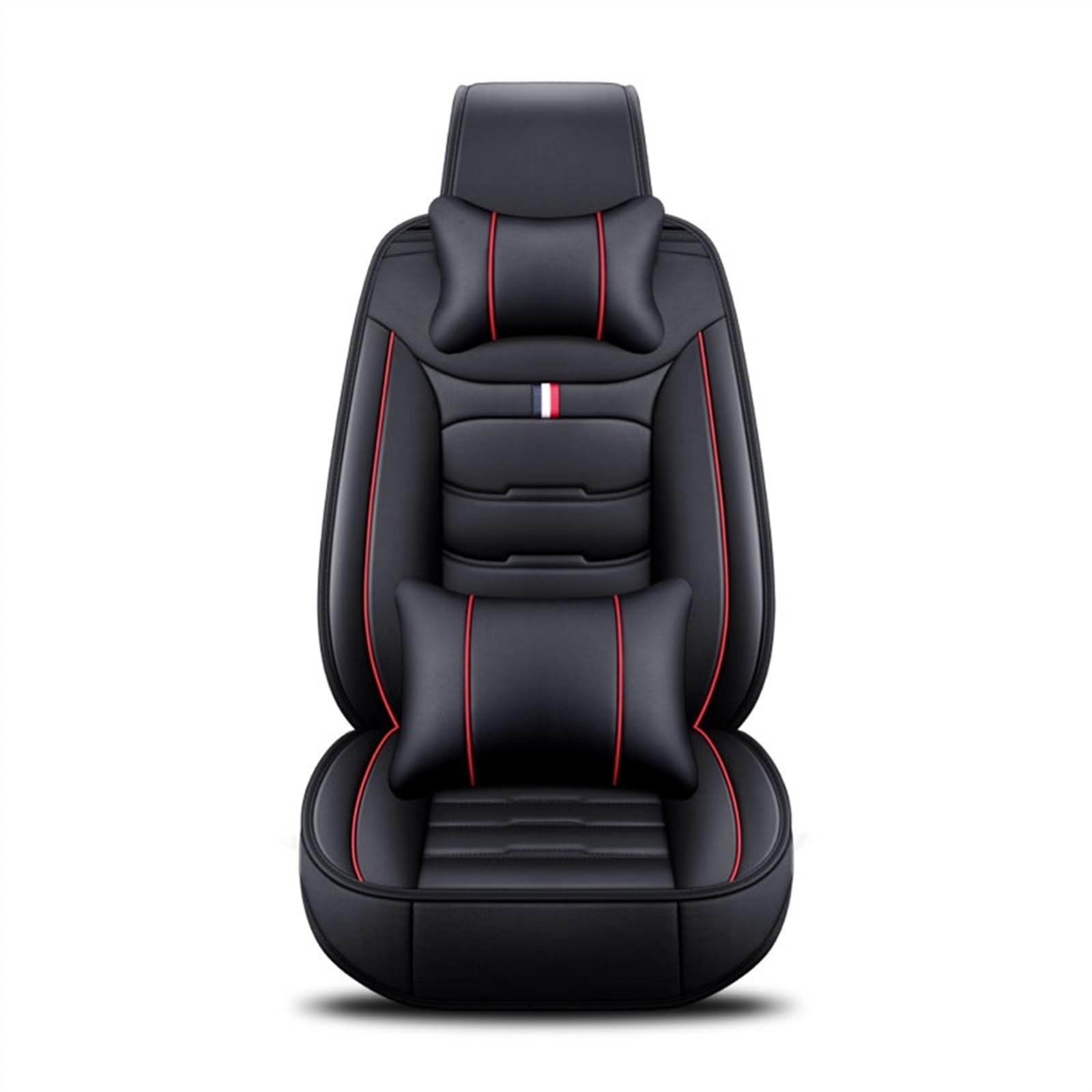 XFYESL Auto Sitzbezug Universeller Autositzbezug aus Leder, Autozubehör Autositzschoner(Black Red 1 Seat-01) von XFYESL