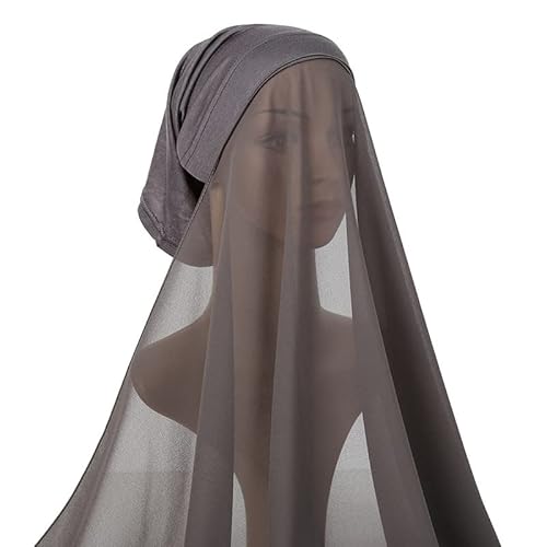 Muslim Hijab Damen Frauen Muslimisch Kopftuch Islamisch Gesichtsschleier Lang Turban Leicht Haartuch Elegant Chiffon Chemo Kappe Frauen Schal Damen UV Schutz Kopfkappe Elastisch Outdoor Alltagsleben von XGOPTS