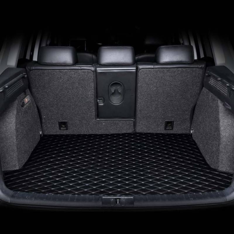 Auto Leder Kofferraummatten für KIA Carens(5seats) 2007-2012, rutschfest Staubdicht Kofferraum Schutzmatte Teppich Innenausstattung Zubehör, A-Flat Surface-All Black von XHCDYGE