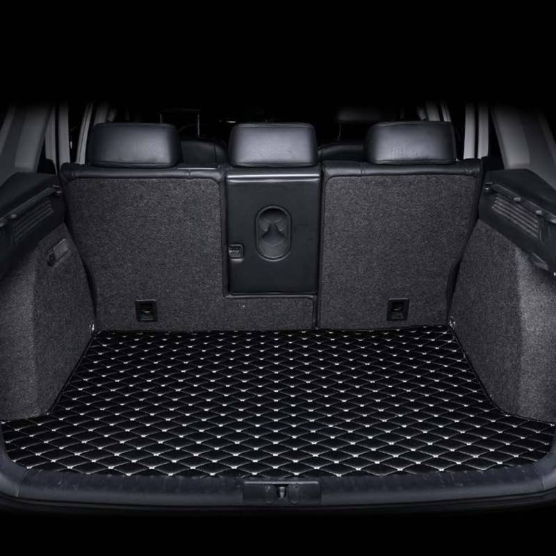 Auto Leder Kofferraummatten für KIA Carens(5seats) 2013-2014, rutschfest Staubdicht Kofferraum Schutzmatte Teppich Innenausstattung Zubehör, A-Flat Surface- Black Beige von XHCDYGE