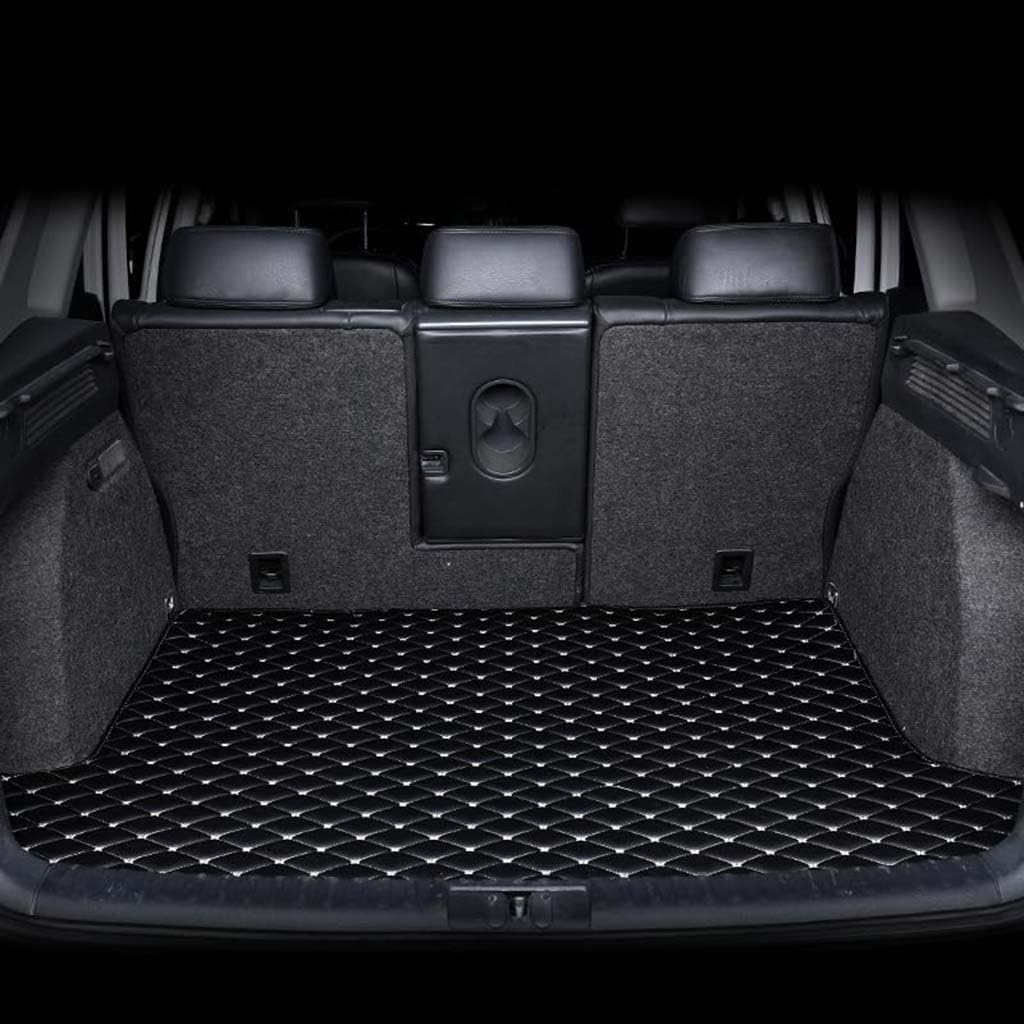 Auto Leder Kofferraummatten für KIA Hatchback 2012-2018, rutschfest Staubdicht Kofferraum Schutzmatte Teppich Innenausstattung Zubehör, A-Flat Surface- Black Beige von XHCDYGE