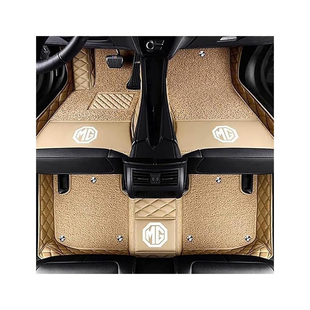 Vollabdeckende Auto Fußmatten für MG Marvel R 2021-2024, Ledermatten rutschfest Strapazierfähig Autozubehör,A-Beige von XHCDYGE