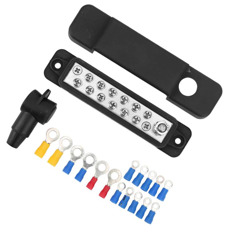 12 Terminalverteilungsblock 180A Marine Supply -Busbar mit 16 Ringterminal und Deckung für Cars RVS -Yachten (Schwarz) von XHIKOWAT