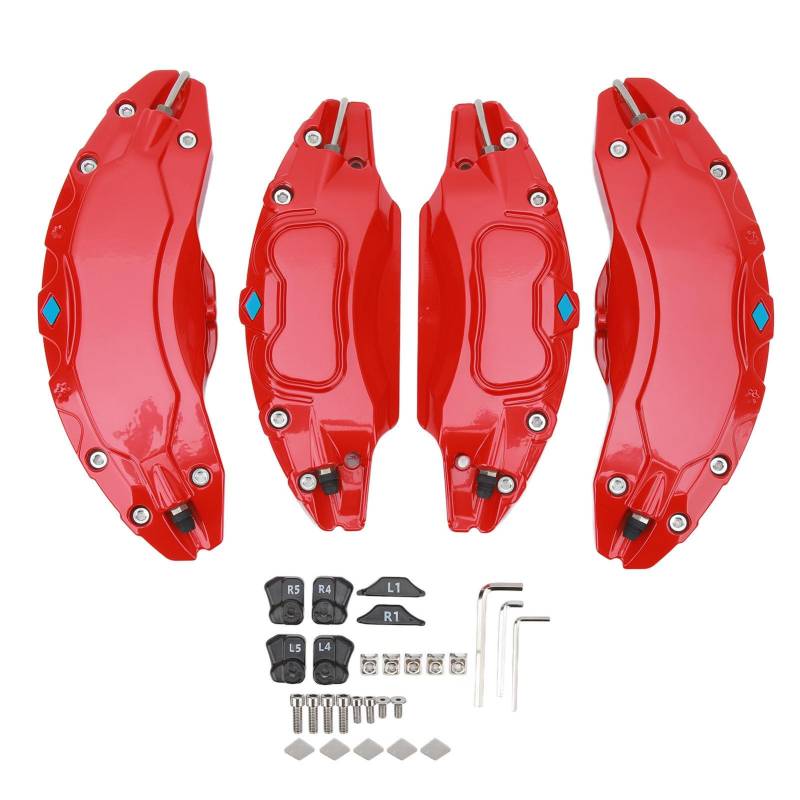 4 Stück Radnaben-Bremssattelabdeckungen für 19-Zoll-20-Zoll-Räder, Scheibenbremssattel-Schutzabdeckungen aus Aluminiumlegierung Als Ersatz für Y 2020 Bis 2023 (Rot) von XHIKOWAT