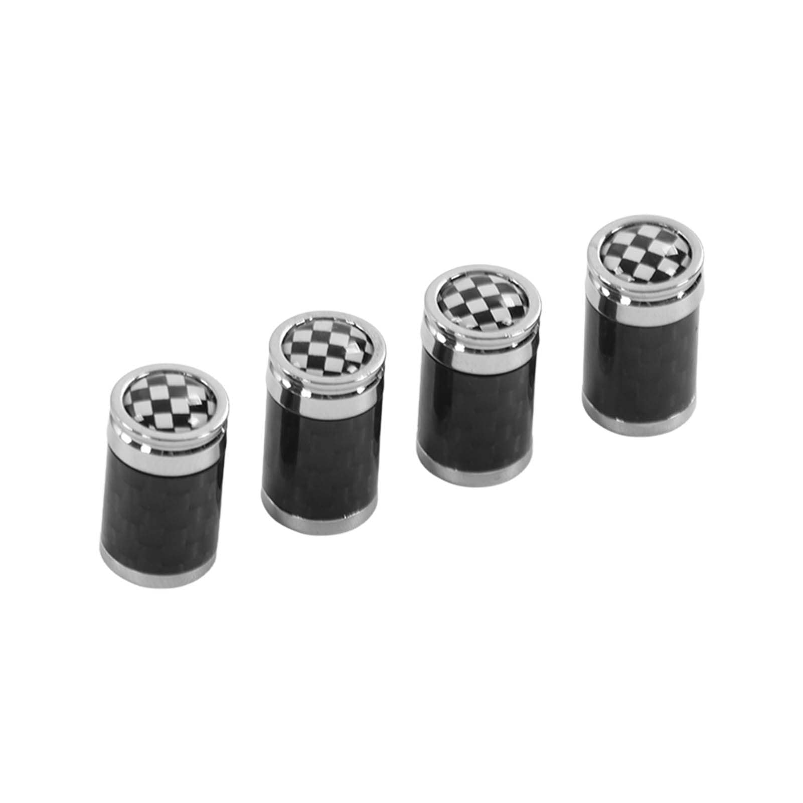 4PCS Auto Reifen Ventil Stem Cap Carbon Faser Aluminium Legierung Schwarz Weiß Plaid Reifen Ventil Stem Cap Ersatz für Cabrio von XHIKOWAT