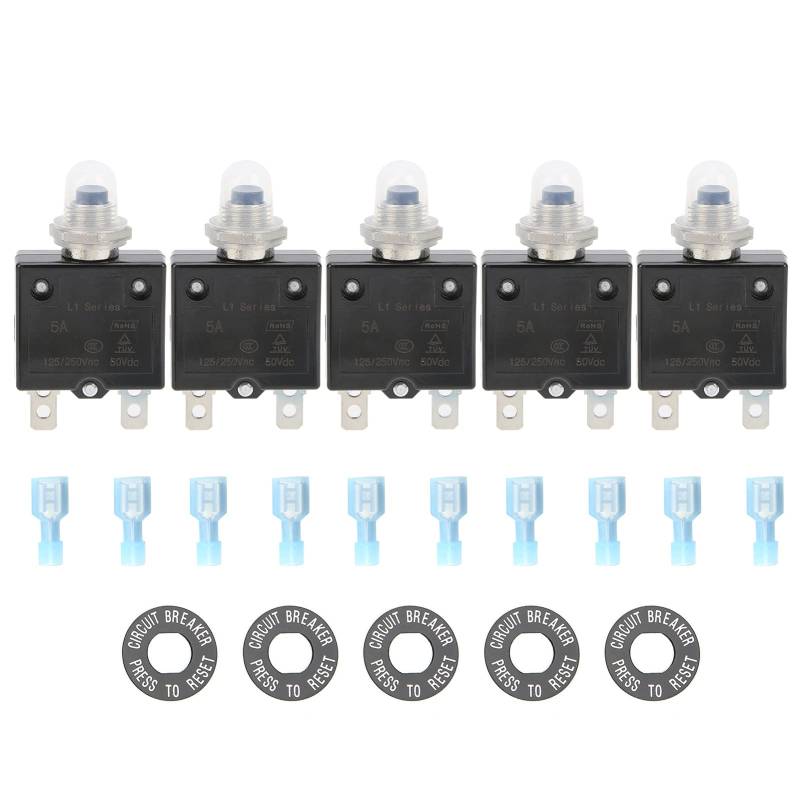 5-A-Thermoschutzschalter mit Schnellanschlussklemmen, Manueller Rückstellung per Druckknopf, Wasserdichter Kappe, Hoher Dichte von XHIKOWAT