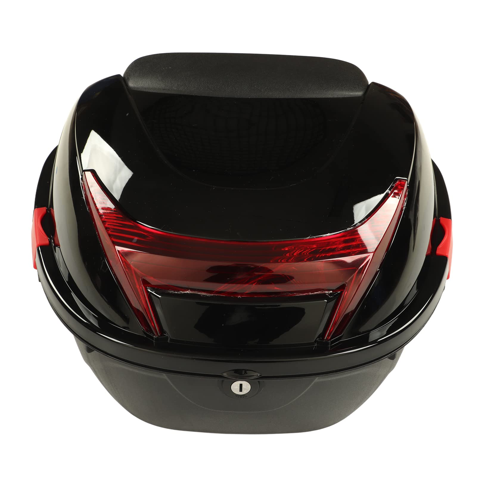 Motorrad Hinten Top Box Abschließbare Schwanz Trunk Lagerung Fall Wasserdicht Rot Nacht Warnung Reflektierende Streifen Für Autocycle Fahrer (Schwarz L (350 ml)) von XHIKOWAT