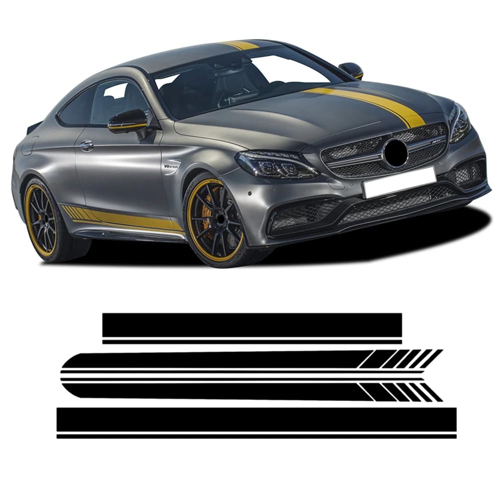 Seitenstreifen Rock Aufkleber Motorhaube Dach Kofferraum Body Kit Aufkleber, für Mercedes Benz C-Klasse W205 C63 C43 C205 A205 S205, Seitenschwellerstreifen Aufkleber von XIAKU
