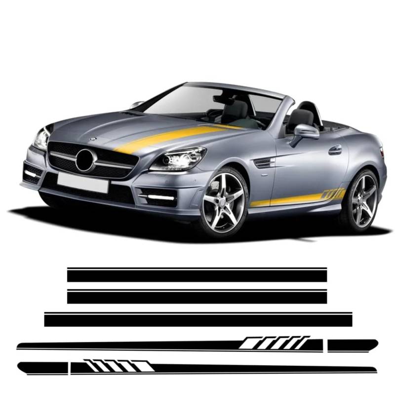 Streifen Kit Seitenschweller Aufkleber, für Mercedes Benz SLK SLC Klasse R170 R171 R172 AMG SLK200 250 55 Zubehör, Seitenschwellerstreifen Aufkleber von XIAKU
