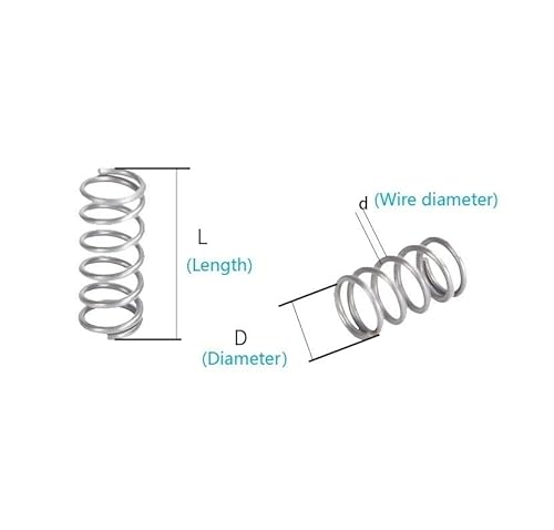 10 Stück 304 Edelstahl-Druckfeder, Rückholfeder, Stahldraht, Durchmesser 0,4 mm, Außendurchmesser 4–7 mm, Länge 5–50 mm(15mm,6mm) von XIAONIYI