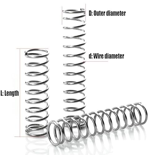 Druckfeder mit Drahtdurchmesser von 1,2 mm, Rückholfeder aus verzinktem Stahl, Außendurchmesser 10-20 mm, L = 60-100 mm, 5 Stück (100 mm, 1,2 x 16 mm) von XIAONIYI