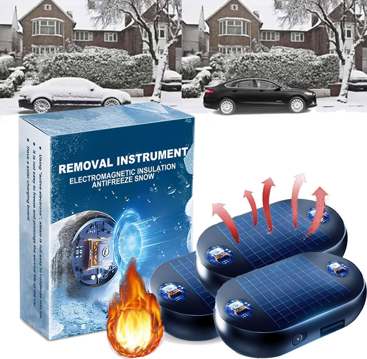 Elektromagnetischer Auto-Enteiser, Scheibenenteiser Auto, Auto Enteiser Elektromagnetisch, Elektromagnetische Wellen-Antifrost- und Schneeräummaschine, Mikrowellen Molekular Enteisung Instrument (3pc) von XIAOPINPI