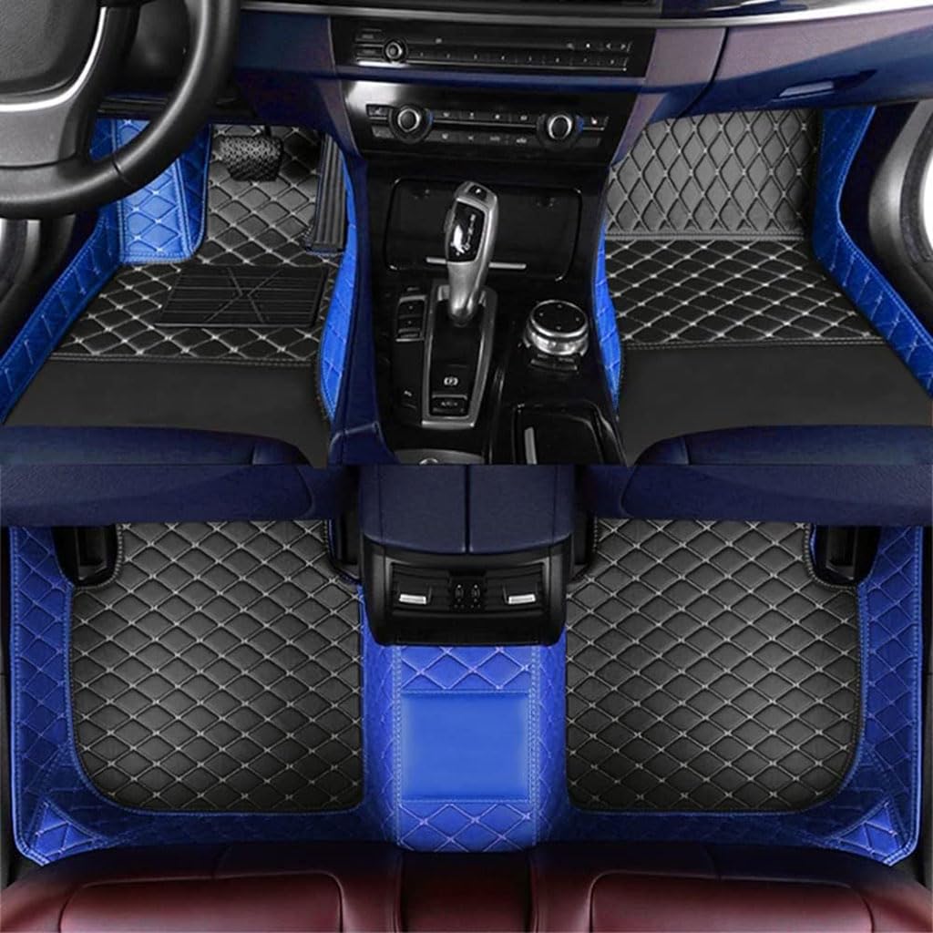 Auto Fußmatten für Audi RS5 2012-2016,Vollständig mit PU-Leder Überzogene Fussmatten Staubgeschützt rutschfeste Wasserdicht Teppich Bodenverkleidungen,J-Blue Black Beige von XIAOTIEC