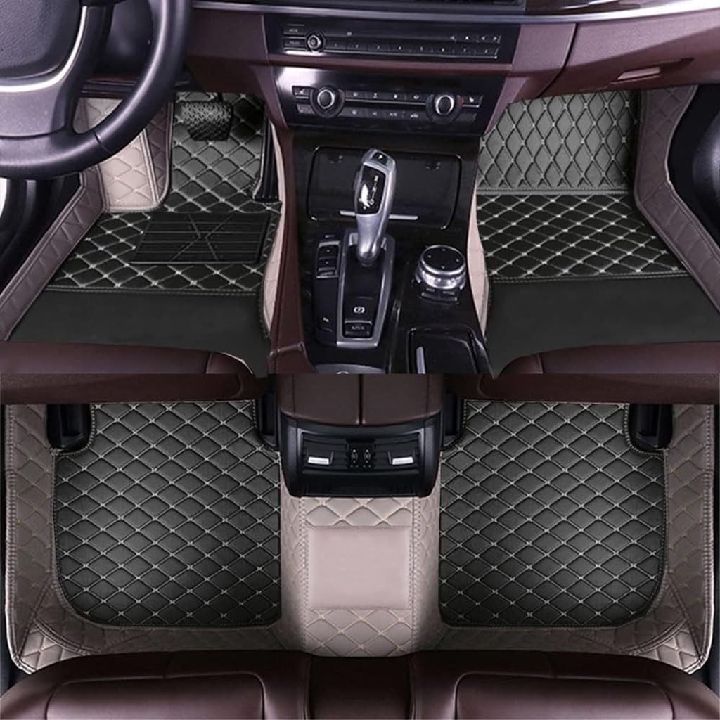 Auto Fußmatten für Benz A Class W169 2004-2012,Vollständig mit PU-Leder Überzogene Fussmatten Staubgeschützt rutschfeste Wasserdicht Teppich Bodenverkleidungen,E-Gray Black Beige von XIAOTIEC