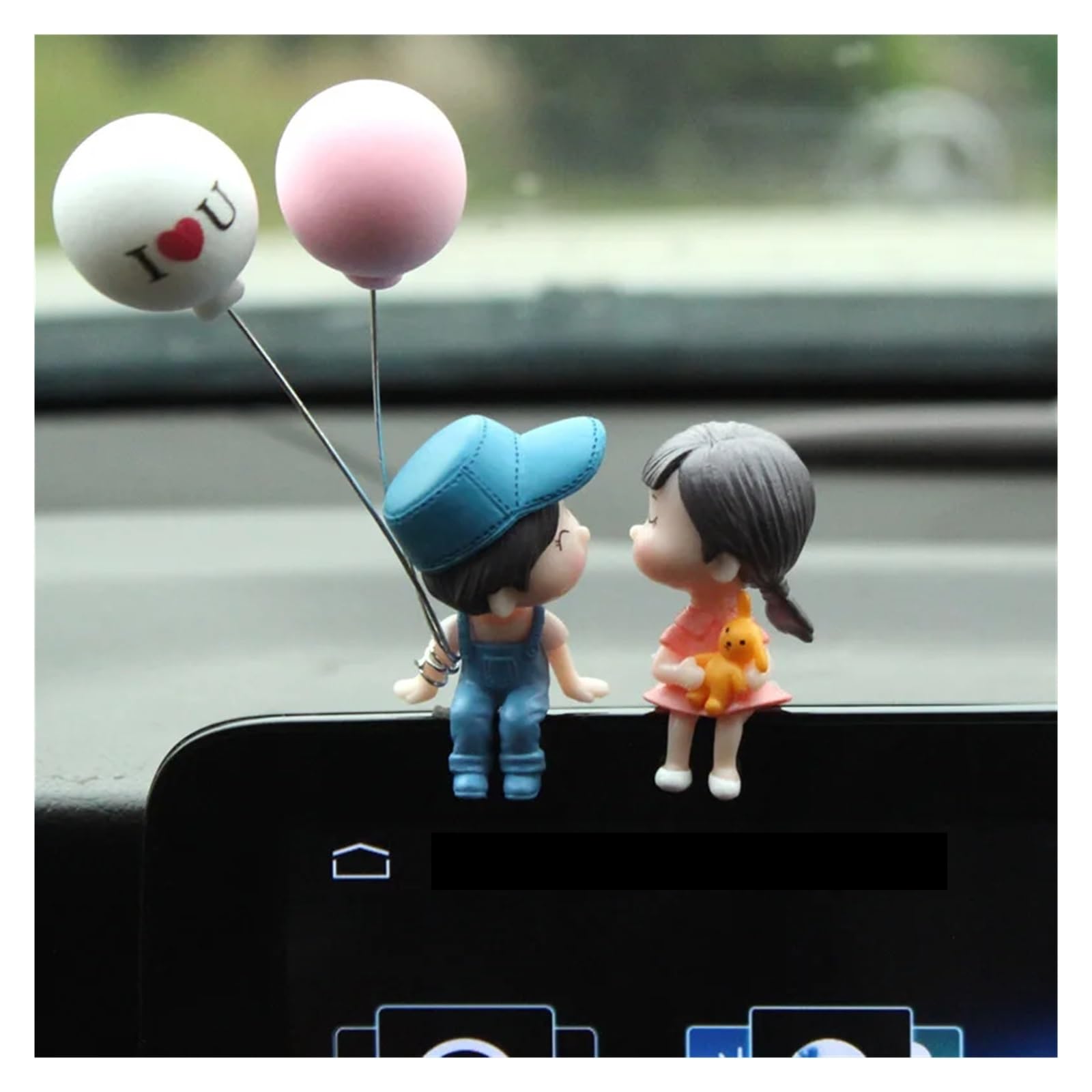 Auto Innenbereich Auto-Dekoration Niedliche Cartoon-Paare Action-Figur Ballon-Ornament Auto-Innenausstattung Armaturenbrett Auto Innenraum(Pink balloon) von XIAOYANS