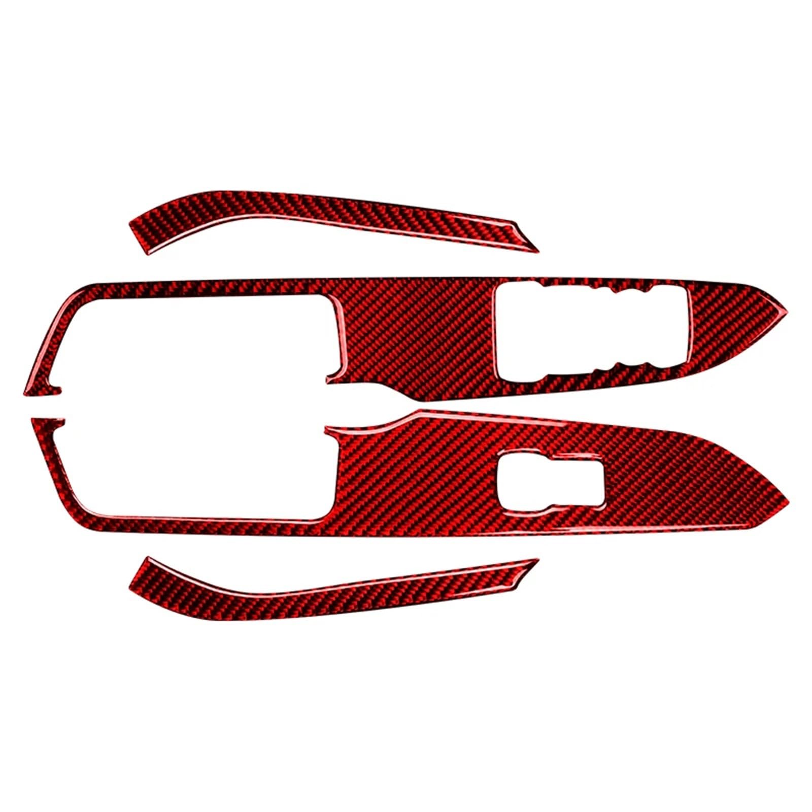 Auto Innenbereich Für Ford Für Mustang GT 2015-2021 Carbon Fiber Auto Windows Heben Schalter Bedienfeld Dekoration Abdeckung Trim Aufkleber Auto Innenraum(Red(LHD)) von XIAOYANS