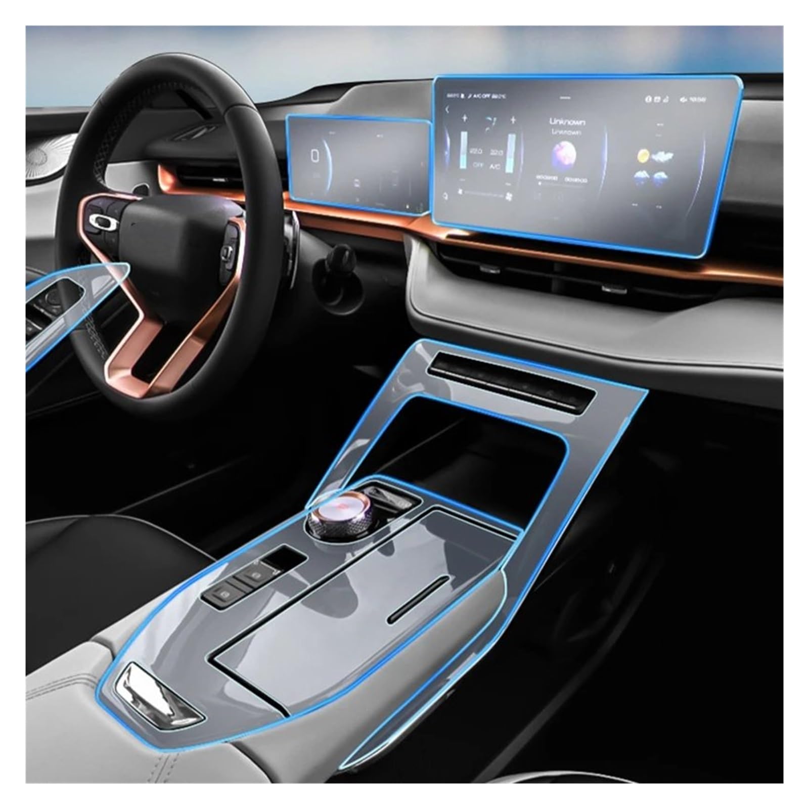 Auto Innenbereich Für Haval H6 3rd Generation Auto Innenaufkleber Mittelkonsole Getriebe Navigation Armaturenbrett Tür Fenster Panel Auto Innenraum(3PCS,Links) von XIAOYANS