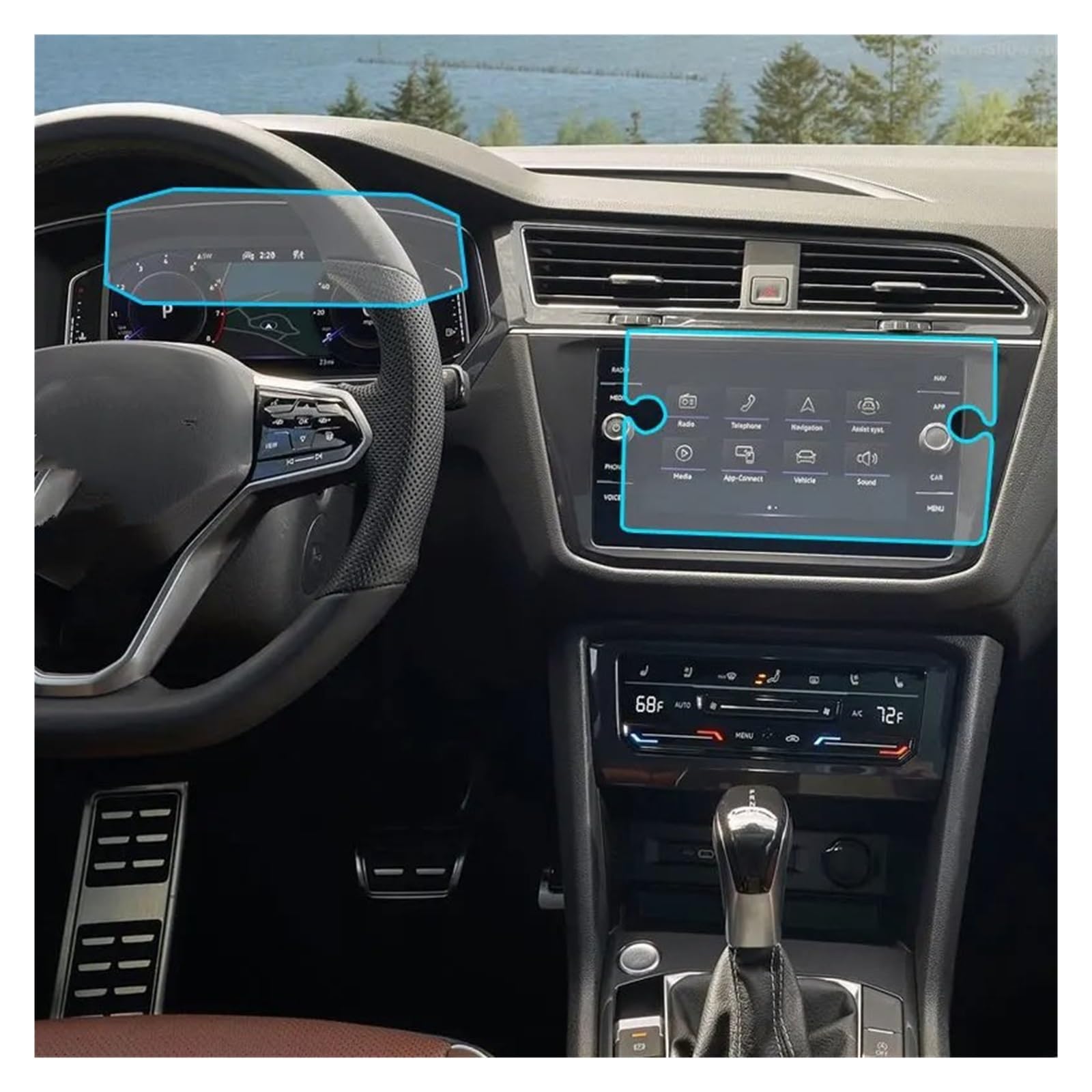 Auto Innenbereich Für Tiguan 2021 2022 Dashboard Auto Navigation Gehärtetes Glas LCD Screen Schutz Film Aufkleber Schutz Auto Innenraum(Gps instrument) von XIAOYANS