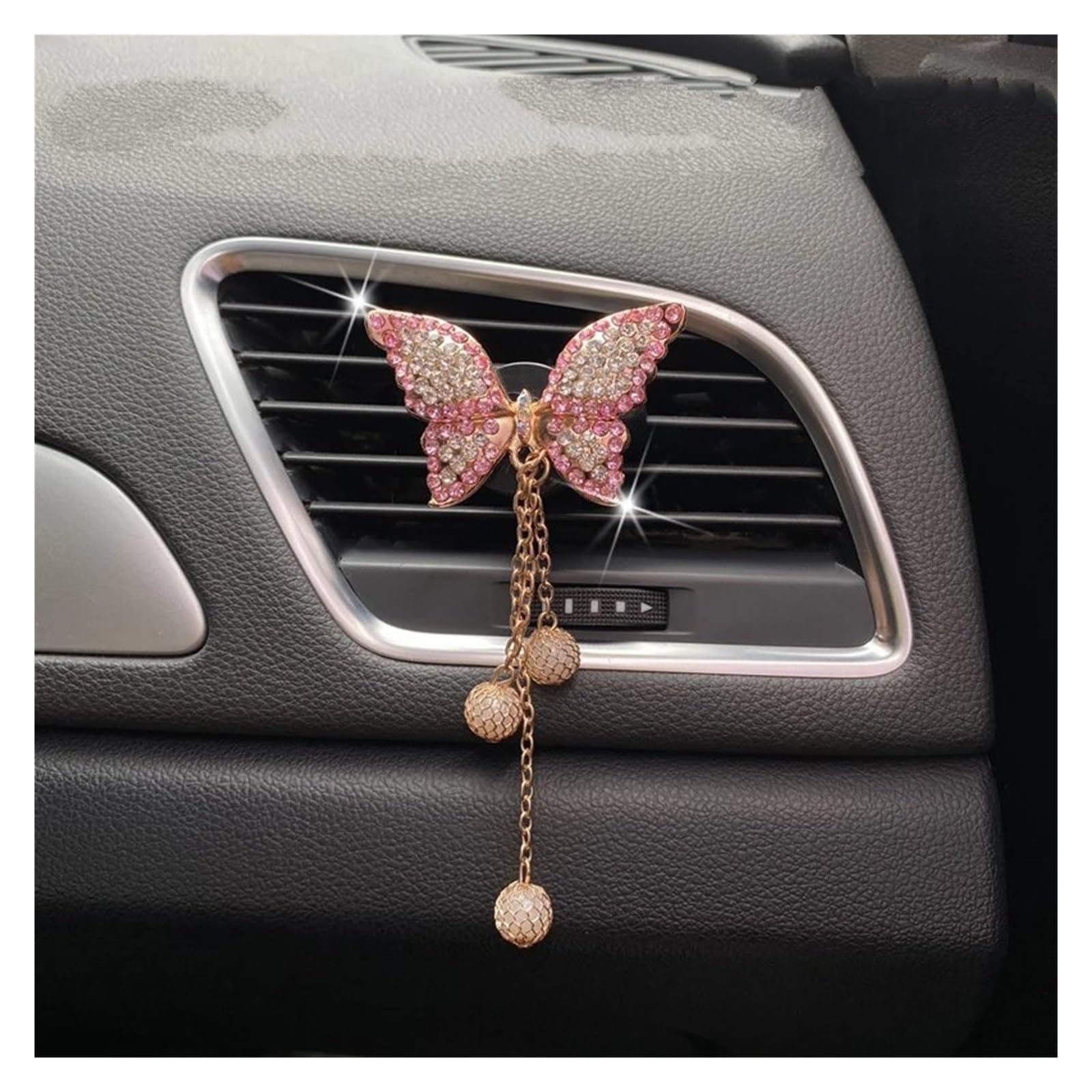 Auto Innenbereich Schmetterling Auto Lüftungsschlitz Clip Lufterfrischer Auto Dekor Luftauslass Bling Diamant Schmetterling Auto Innenraum Auto Innenraum(Pink) von XIAOYANS