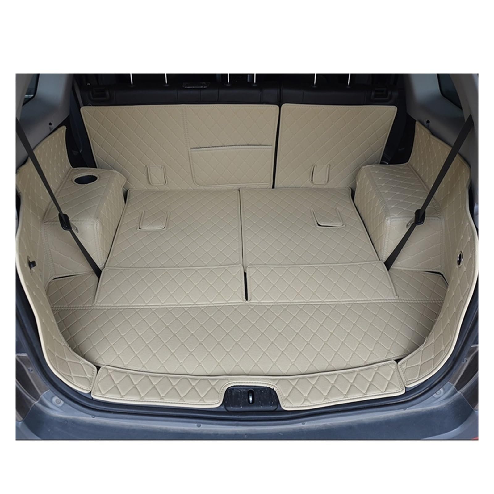 Kofferraummatte Für Chevrolet Für Captiva 7 Sitze Kofferraummatten Leder Cargo-Liner Kofferraum Teppiche Hinten Innen Kofferraum Schutzmatte(Beige) von XIAOYANS