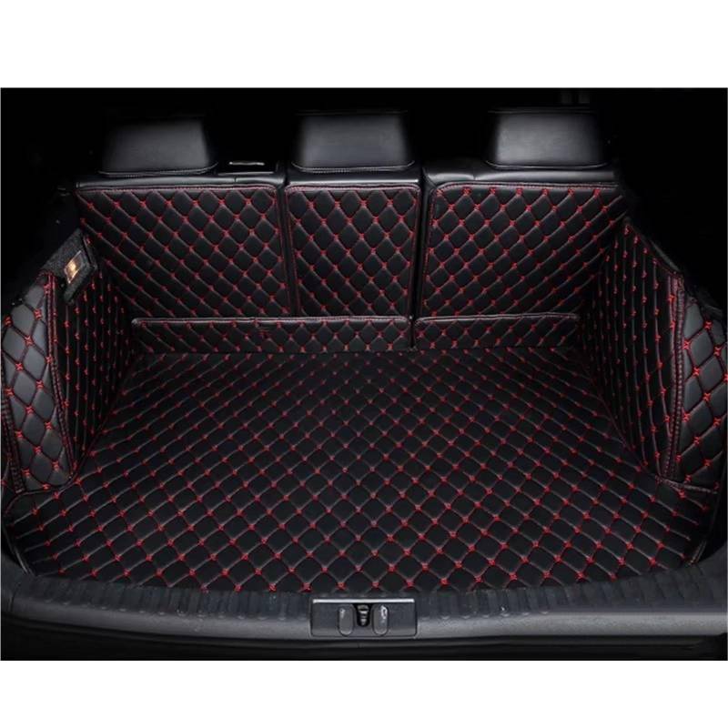 Kofferraummatte Für Nissan Für Patrol Y62 7 Sitze 2011 2012 2013 2014 2015 2016 2017 2018 Stamm Matten Cargo-Liner Boot Teppiche Kofferraum Schutzmatte(L- Black red) von XIAOYANS