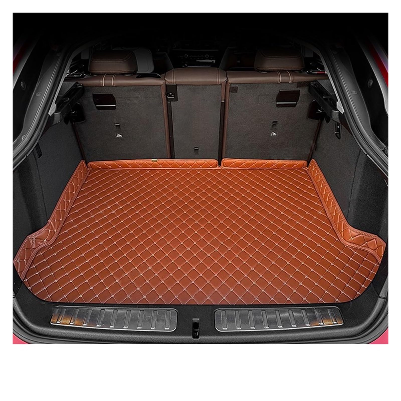 Kofferraummatte Für VW Für Tiguan 2017 2018 2019 2020 2021 2022 Kofferraum Matte Auto Innen Dekoration Kofferraum Schutzmatte(Brown) von XIAOYANS