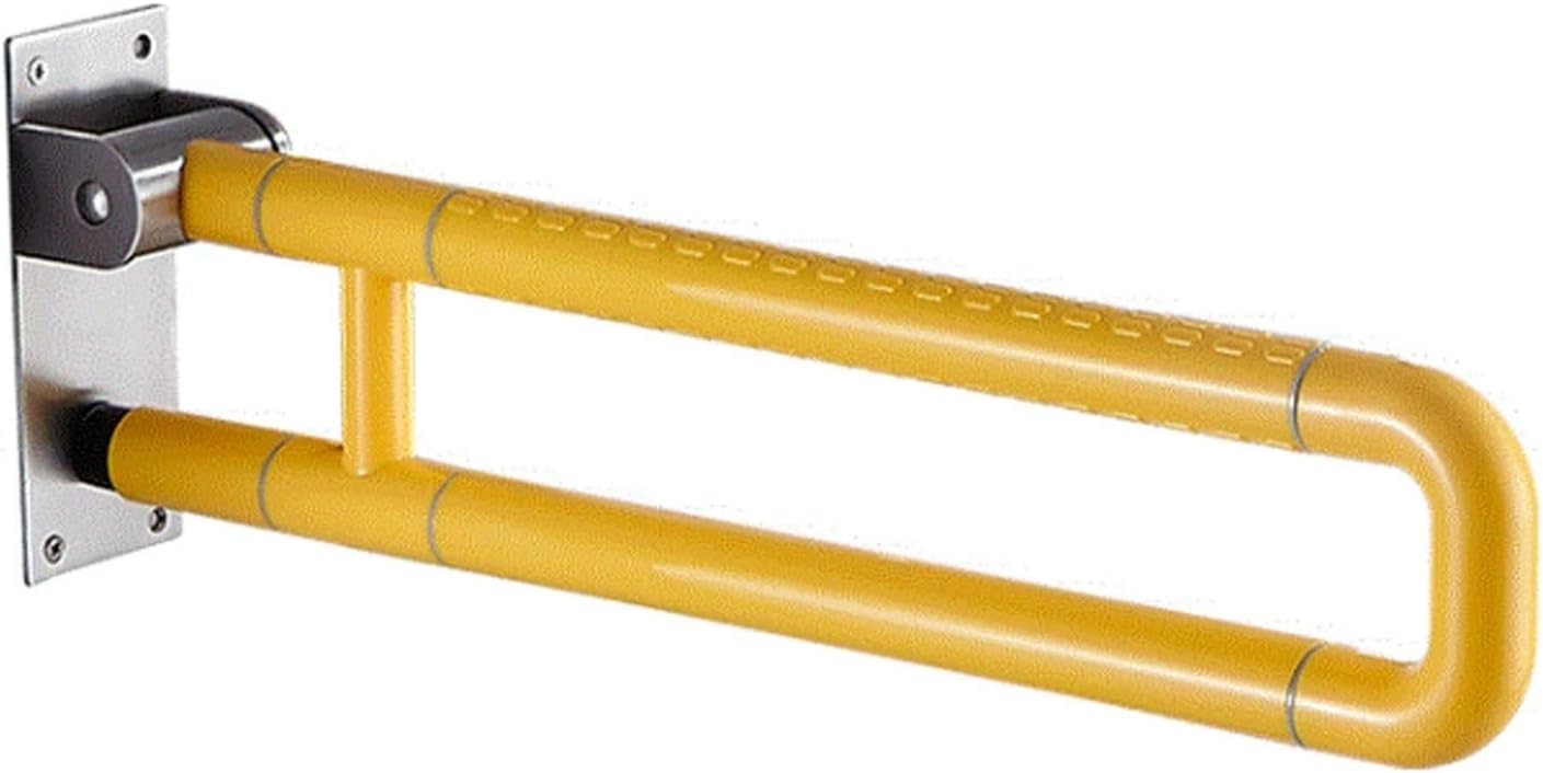 Hochklappbare Haltegriffe for das Badezimmer, rutschfeste Duschgriffe, Badezimmerzubehör, Stangen mit Schale, einfach zu montieren(Yellow,60cm) von XIAOYIWIN