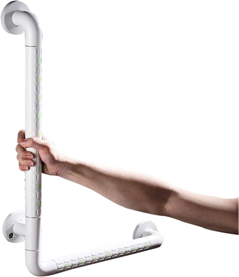 L-förmige Eckhaltegriffe, Handlauf for Badezimmer, Sicherheitsstange für, rutschfeste Toilette, Dusche, Badezimmer, an der Wand hängender, for ältere Kinder zugänglicher Griff(White,40 * 60cm) von XIAOYIWIN