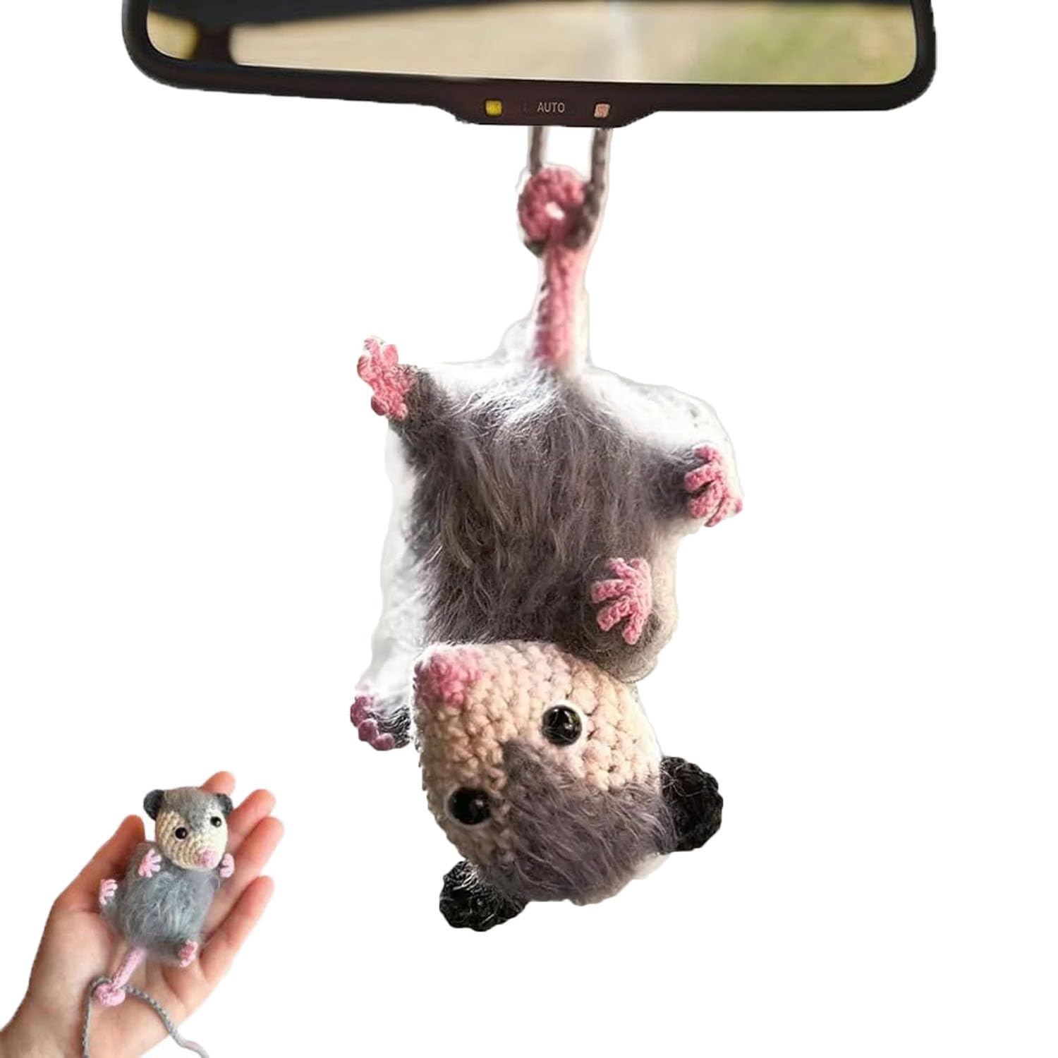 Opossum Auto Charm, Maus-Autoanhänger, Possum Auto Charm, Auto Rückspiegel Anhänger Maus, Auto Rückspiegel Deko Zubehör Zum Aufhängen Süß, Handgewebte Opossum Anhänger Autodekoration von XIAOYIYI