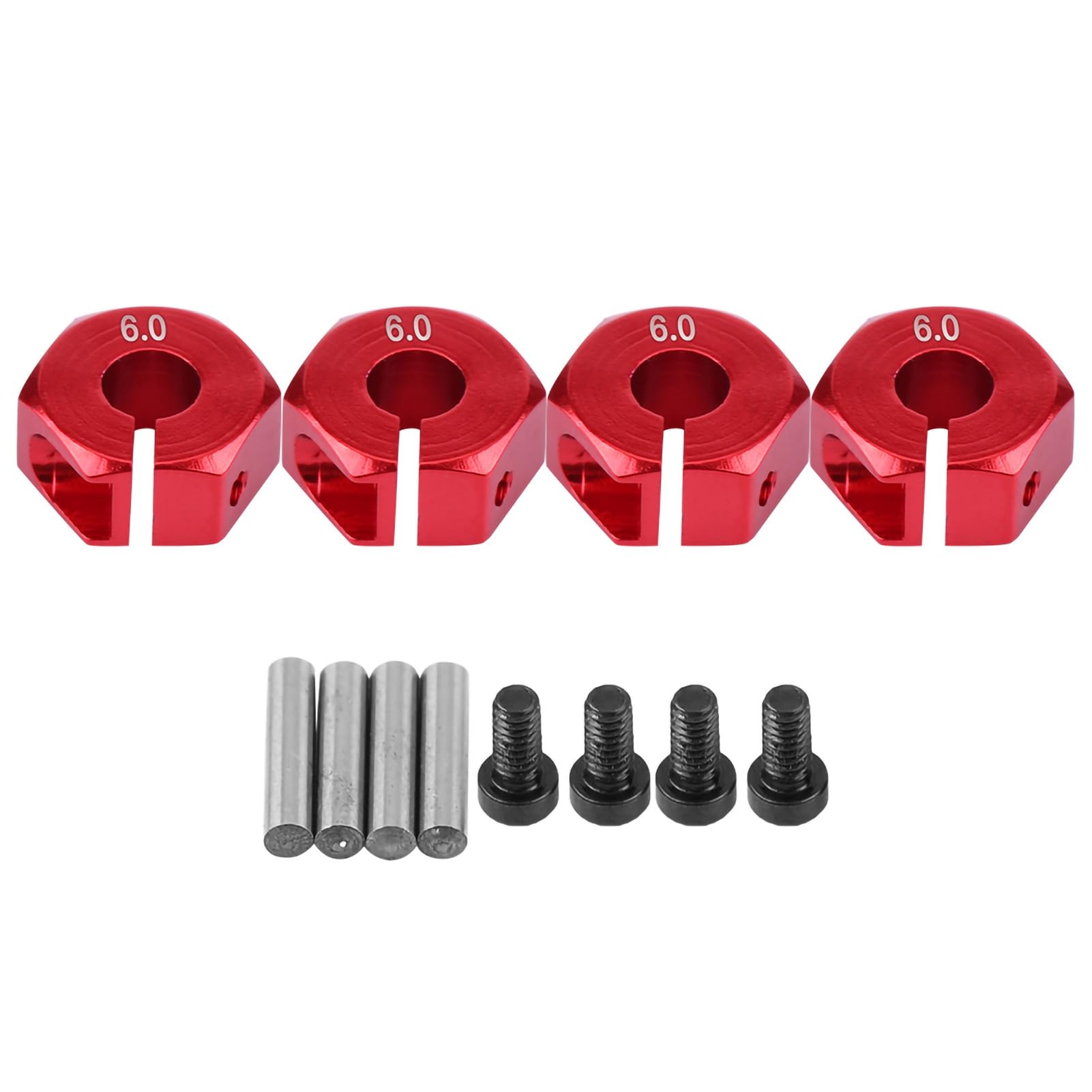 XIASABA 12 mm Radsechskant-Nabenadapter für RC-Autos im Maßstab 1:10, 7 mm, rot (6,0 mm rot) von XIASABA