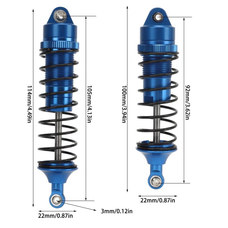 XIASABA HINTER vordere RC -Auto -Stoßdämpfer Aluminiumlegierung hohe Festigkeit für Traxxas Slash 4x4 1/10 (Azul Oscuro) von XIASABA